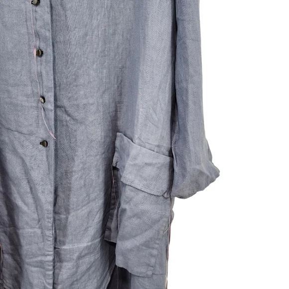 Cynthia Ashby Women's 100% Linen Asymmetrical Lagenlook Coat Oversized Dress - M